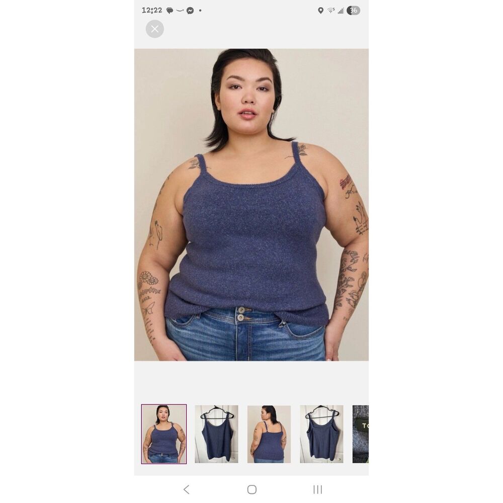 Torrid Navy Blue Knit Sweater Cami Adjustable Straps Women’s Plus Size 3 EUC